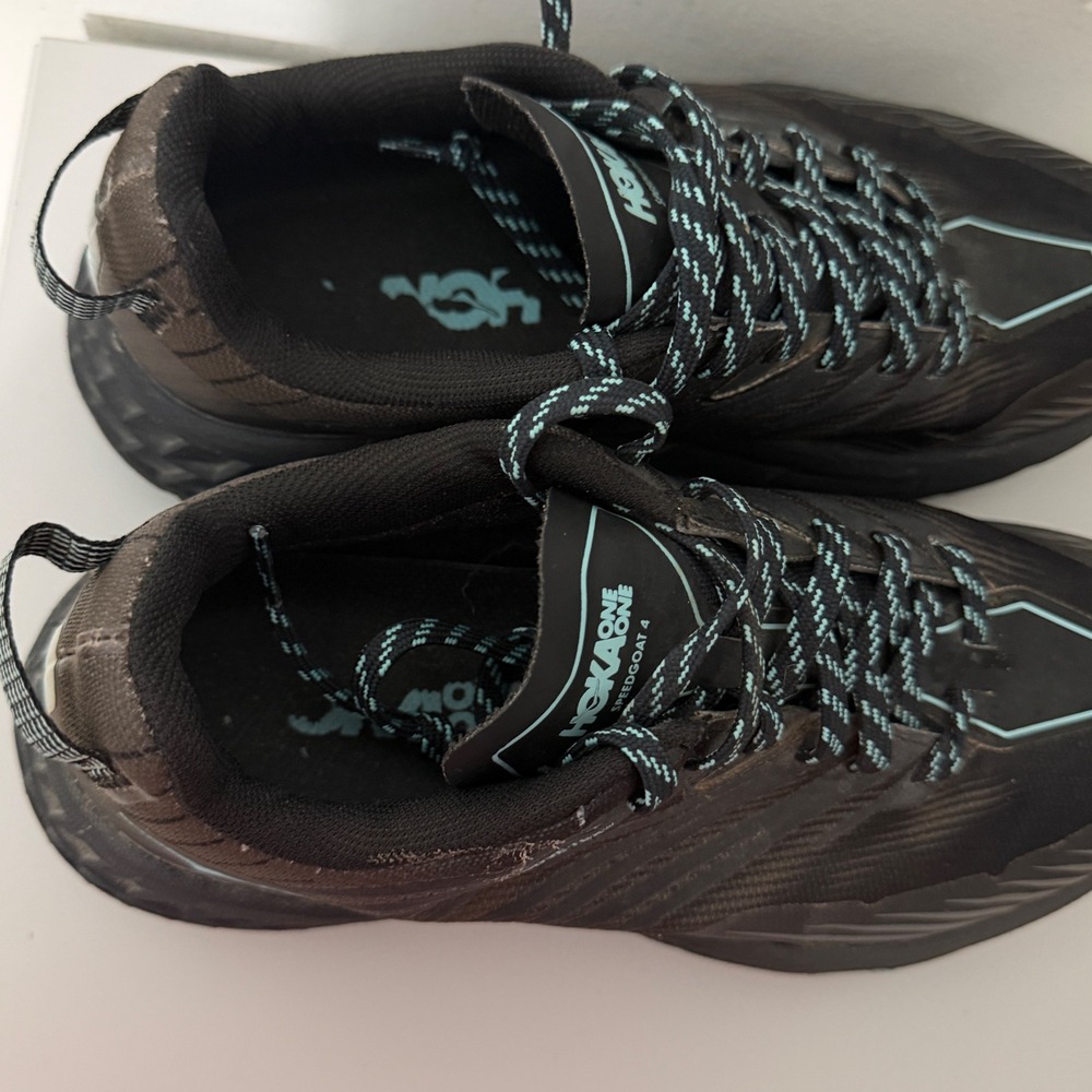 Hoka One One Speedgoat 4 GTX Shoes Womens 7.5 Black Blue Trail Running Shoes - Picture 3 of 7